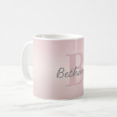 Cute Customizable Pink Monogram & Your Name Script Coffee Mug (Front Left)