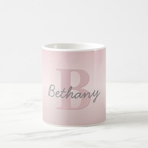 Cute Customizable Pink Monogram  Your Name Script Coffee Mug