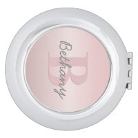 Compact Mirror with Monogram Initial Pocket Mirror Bachelorette Bridesmaid  Gift (Silver, Initial: K)
