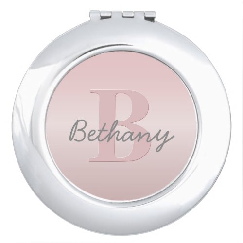 Cute Customizable Pink Monogram  Your Name Script Compact Mirror