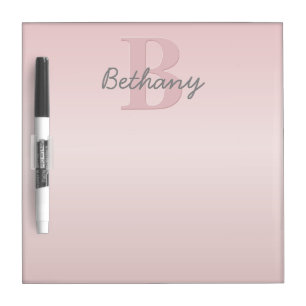 Cute Customizable Pink Monogram & Your Name Script Dry Erase Board