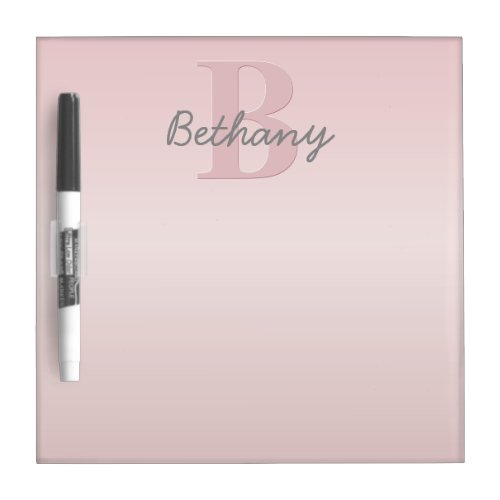 Cute Customizable Pink Monogram  Your Name Script Dry Erase Board