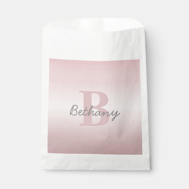 Cute Customizable Pink Monogram & Your Name Script Favor Bag (Front)