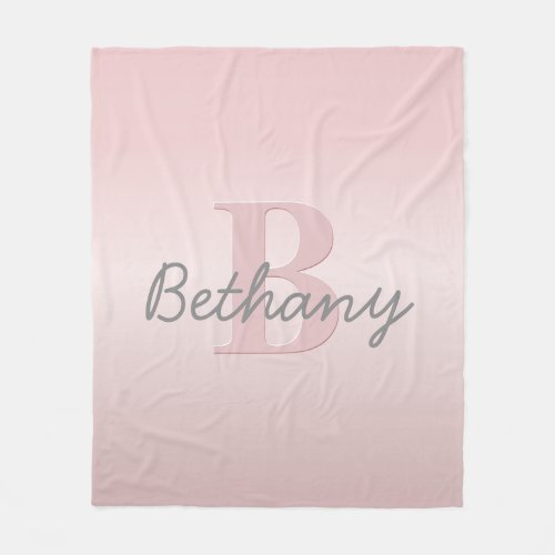 Cute Customizable Pink Monogram  Your Name Script Fleece Blanket