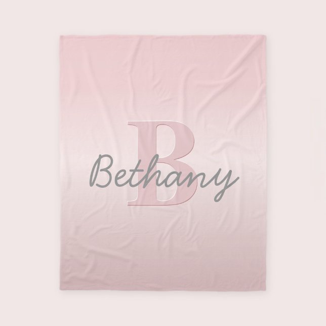 Cute Customizable Pink Monogram & Your Name Script Fleece Blanket (Creator Uploaded)