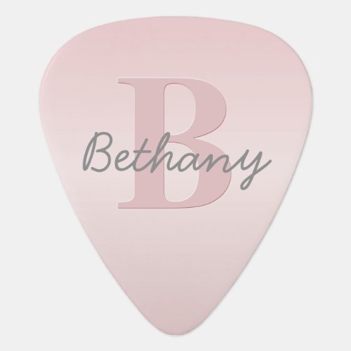 Cute Customizable Pink Monogram  Your Name Script Guitar Pick
