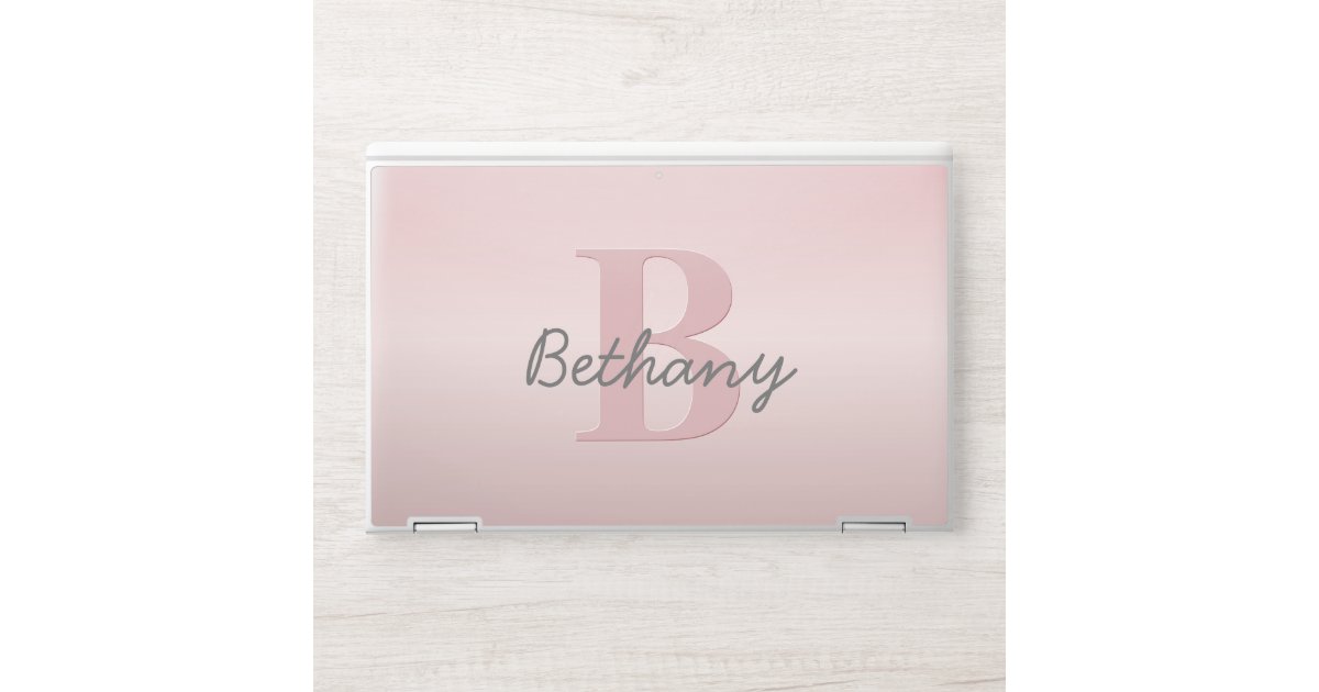 Cute Customizable Pink Monogram & Your Name Script HP Laptop Skin