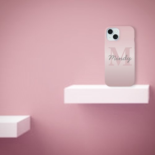 Cute Customizable Pink Monogram  Your Name Script iPhone 15 Case
