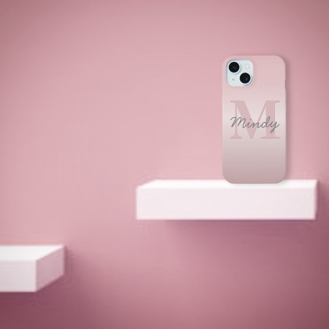 Cute Customizable Pink Monogram & Your Name Script Iphone Case (Creator Uploaded)