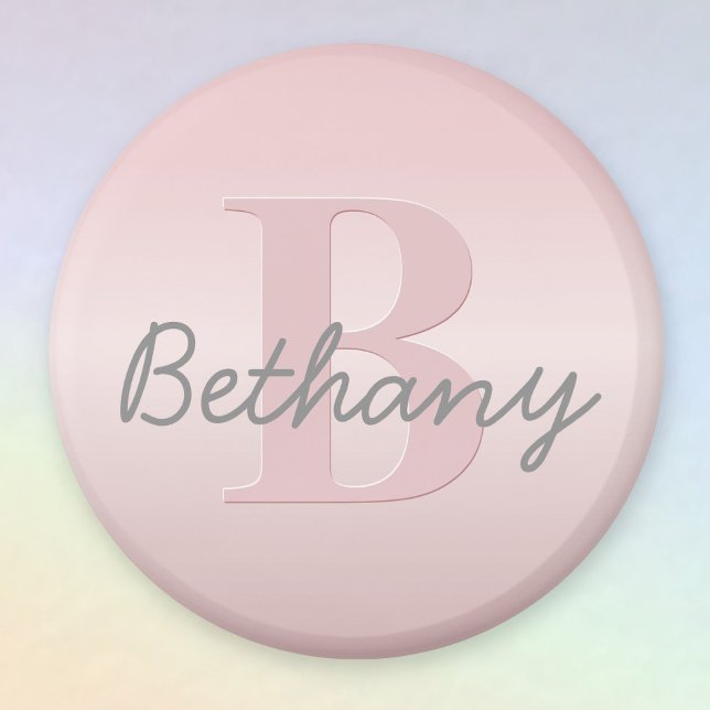 Cute Customizable Pink Monogram & Your Name Script Magnet (Creator Uploaded)