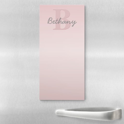 Cute Customizable Pink Monogram  Your Name Script Magnetic Notepad
