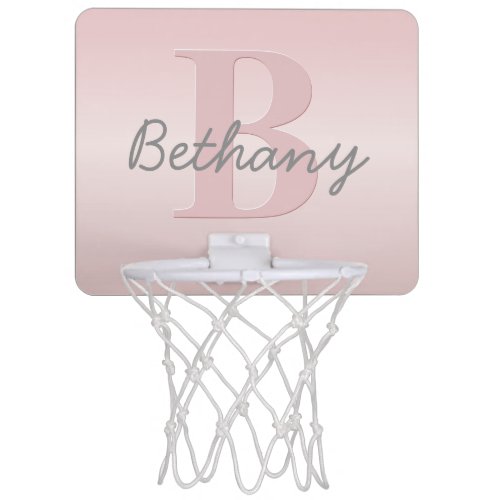 Cute Customizable Pink Monogram  Your Name Script Mini Basketball Hoop