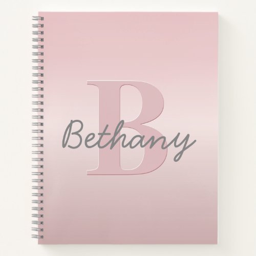 Cute Customizable Pink Monogram  Your Name Script Notebook