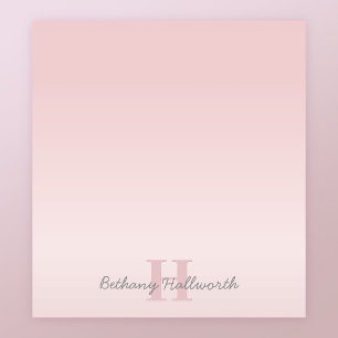 Cute Customizable Pink Monogram & Your Name Script Notepad