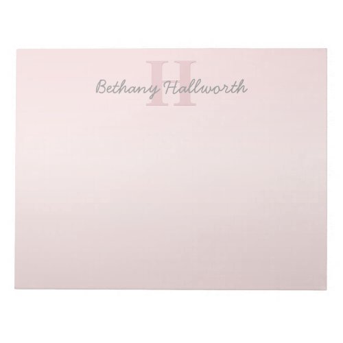 Cute Customizable Pink Monogram  Your Name Script Notepad