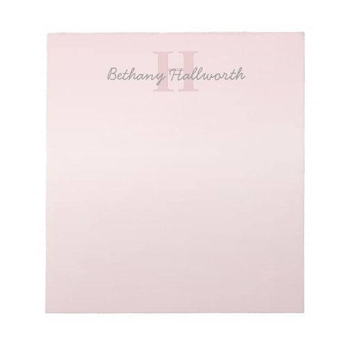 Cute Customizable Pink Monogram  Your Name Script Notepad
