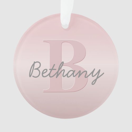 Cute Customizable Pink Monogram  Your Name Script Ornament