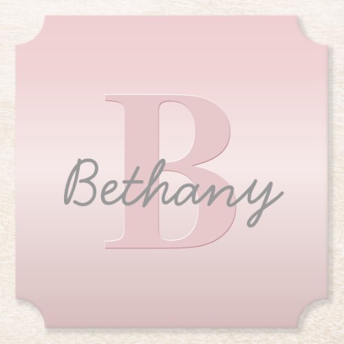 Cute Customizable Pink Monogram  Your Name Script Paper Coaster