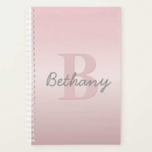 Cute Customizable Pink Monogram  Your Name Script Planner