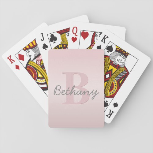 Cute Customizable Pink Monogram  Your Name Script Playing Cards