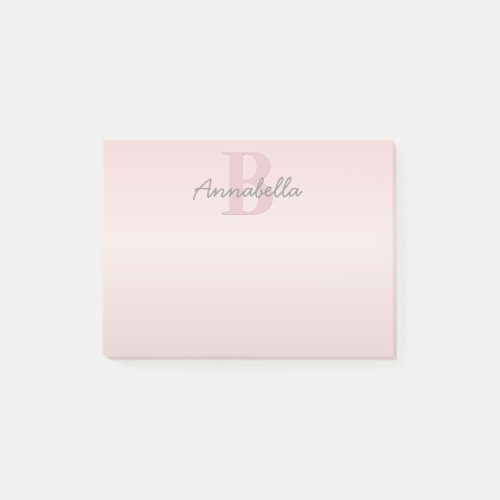 Cute Customizable Pink Monogram  Your Name Script Post_it Notes