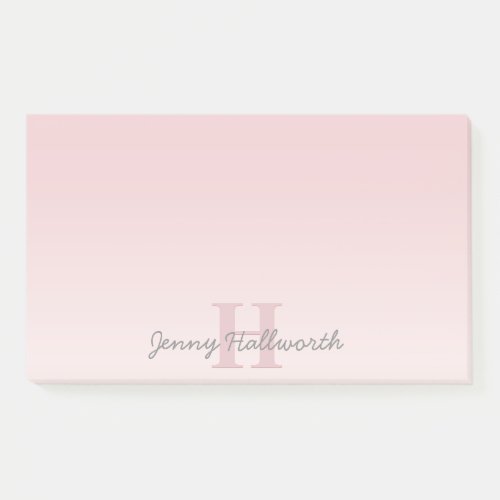 Cute Customizable Pink Monogram  Your Name Script Post_it Notes