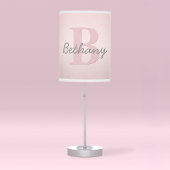 Cute Customizable Pink Monogram & Your Name Script Table Lamp