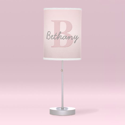 Cute Customizable Pink Monogram & Your Name Script Table Lamp