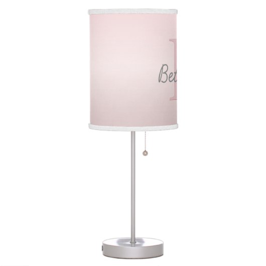 Cute Customizable Pink Monogram & Your Name Script Table Lamp (Left)