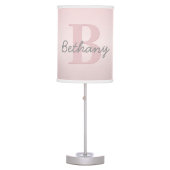 Cute Customizable Pink Monogram & Your Name Script Table Lamp (Front)