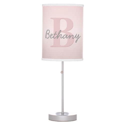 Cute Customizable Pink Monogram  Your Name Script Table Lamp