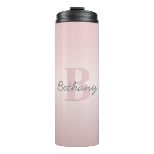 Cute Customizable Pink Monogram  Your Name Script Thermal Tumbler