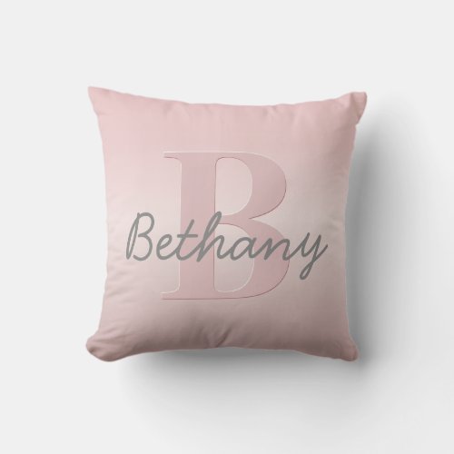Cute Customizable Pink Monogram  Your Name Script Throw Pillow