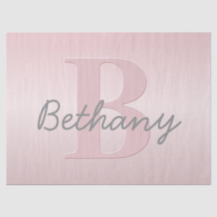 Cute Customizable Pink Monogram & Your Name Script Tissue Paper