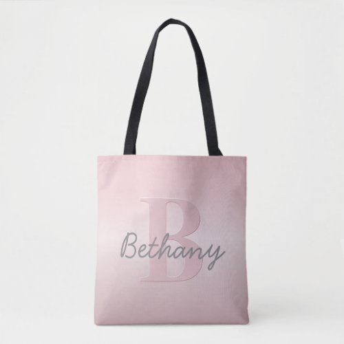 Cute Customizable Pink Monogram  Your Name Script Tote Bag