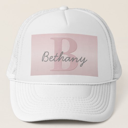 Cute Customizable Pink Monogram  Your Name Script Trucker Hat