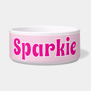 Cute Customizable Pink Playful Dog Cat Pet  Bowl