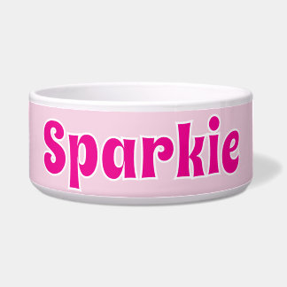 Cute Customizable Pink Playful Dog Cat Pet Bowl