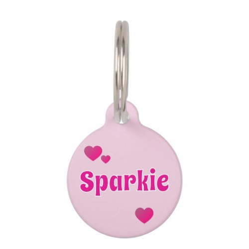 Cute Customizable Pink Playful Dog Cat Pet  ID Tag