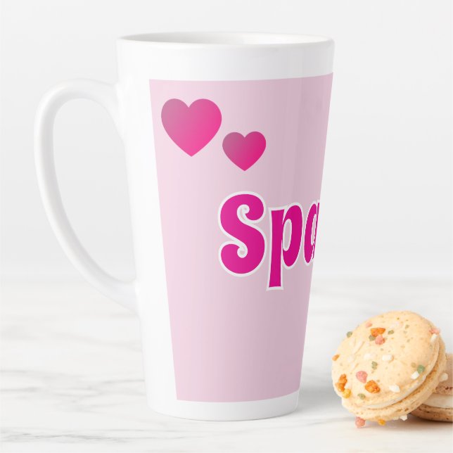 Cute Customizable Pink Playful Dog Cat Pet  Latte Mug (In Situ)