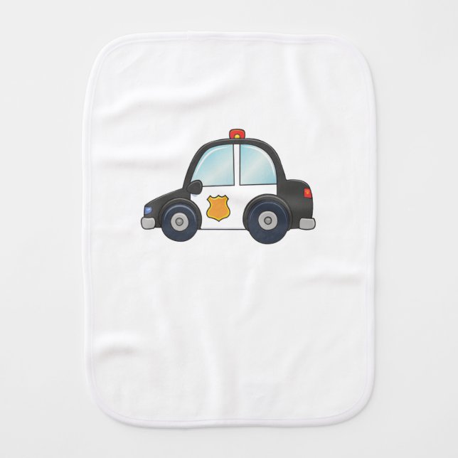 Cute Customizable Police Car Baby Burp Cloth (Front)