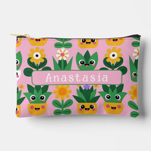 Cute Customizable Pot Plant Print Accessory Pouch (Front)