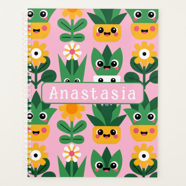 Cute Customizable Pot Plant Print Planner (Front)