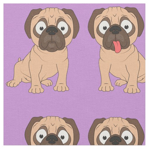 Cute Customizable Pug Fabric