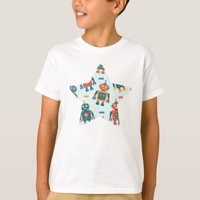Cute Customizable Robot Print T-Shirt (Front)