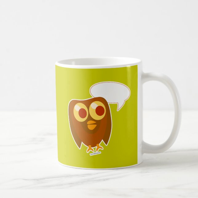 Cute Customizable Saying Owl Cartoon Character Coffee Mug (Right)