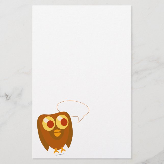 Cute Customizable Sayings Owl Stationery (Front)