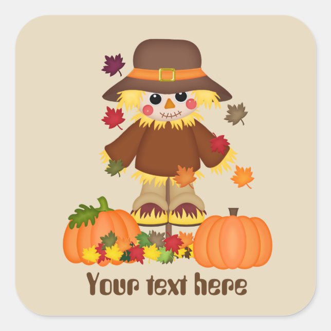 Cute customizable scarecrow Seasonal Fall sticker (Front)