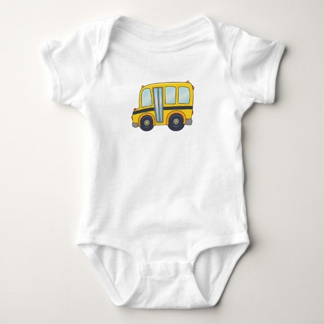 Cute Customizable School Bus Baby Bodysuit (Front)