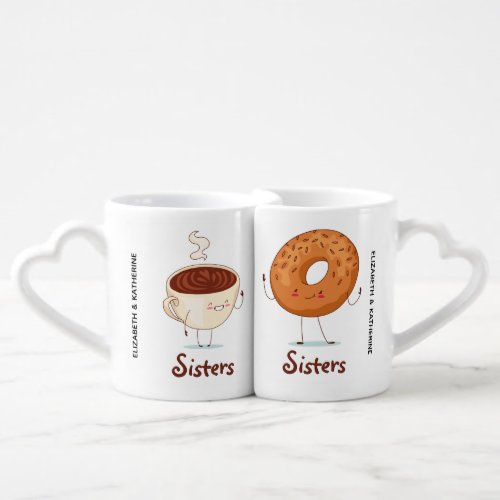 Cute Customizable Sisters Names Sibilings Coffee Mug Set
